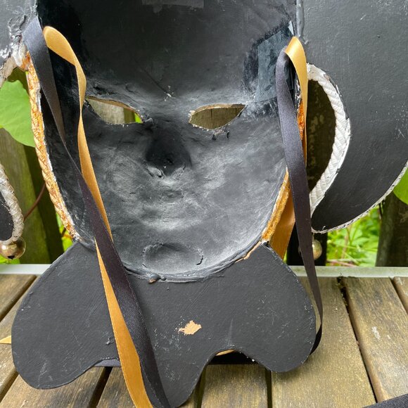 Authentic Venetian Jester Mask Valentini & Pereno Black White Gold Handmade - Picture 7 of 7